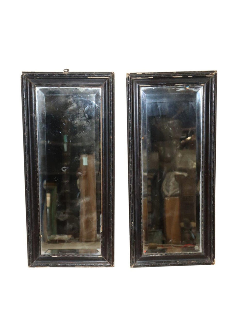 Long Black Trimmed Wood Mirror
