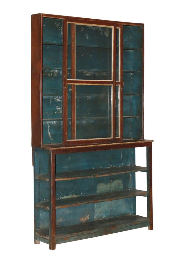 Wood & Glass Cabinet w/Dark Interior