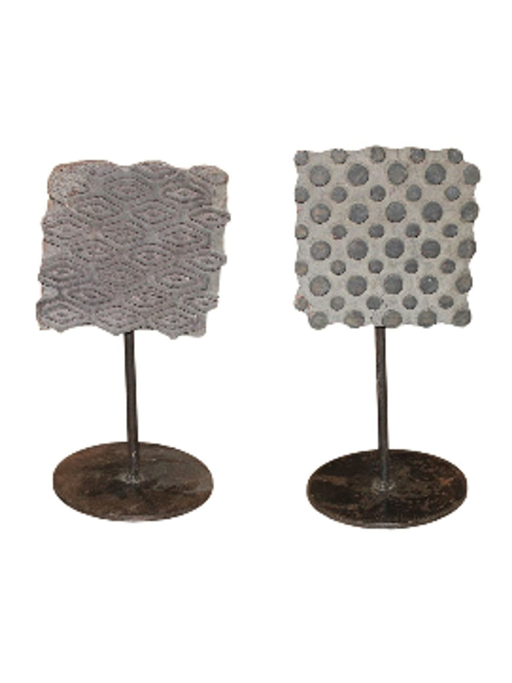 Old Textile Fabric Block Prints w/Metal Stand