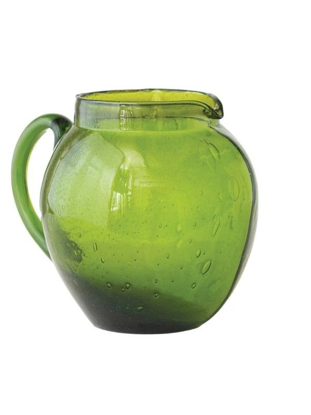 Green Hand-Blown Glass Pitcher