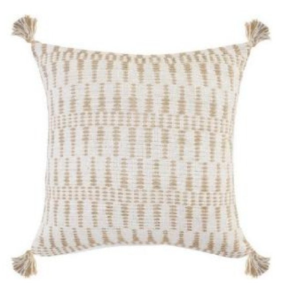 Natural White Tassel 20" Pillow