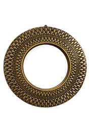 Round Brass & Wood Mirror