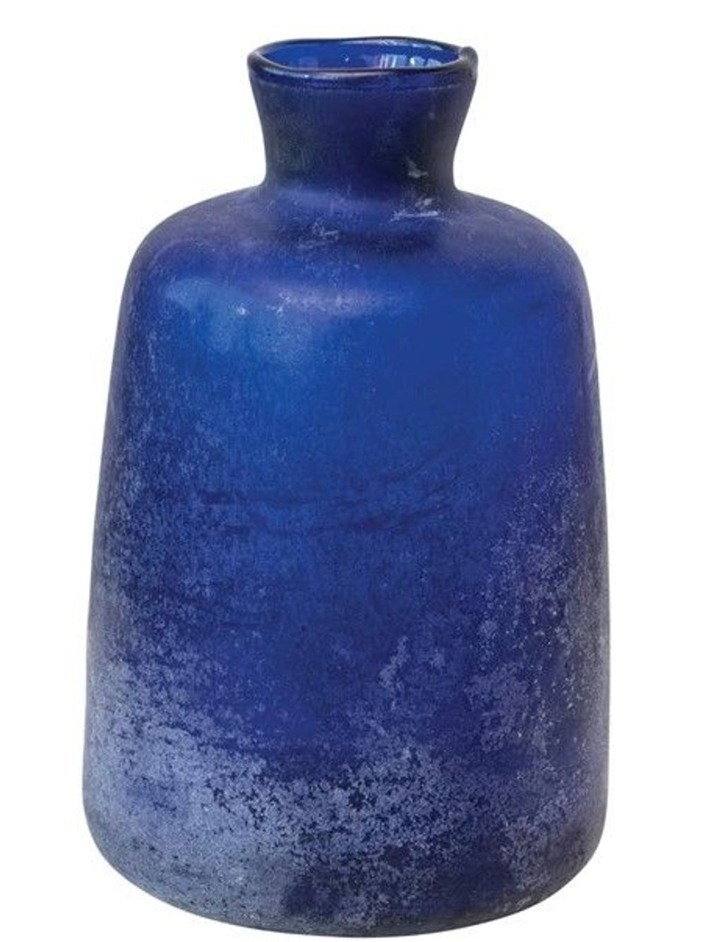 Sand Blasted Glass Cobalt Blue Vase