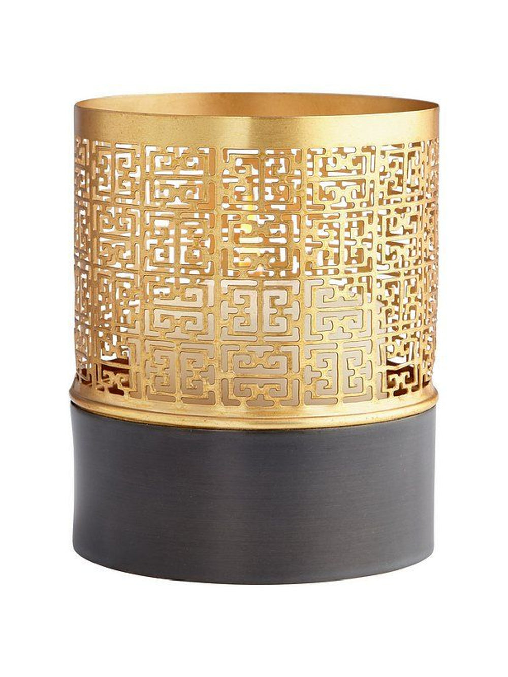 Small A-Mazing Round Candleholder 
Gold &amp; Ebony