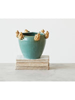 Stoneware Planter w/Frogs-green
