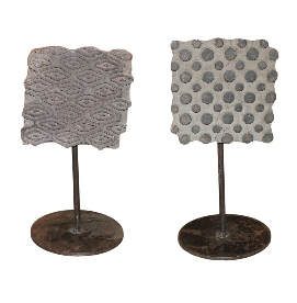 Old Textile Fabric Block Prints w/Metal Stand