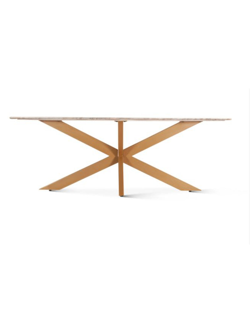 Malibu 90" Iron & Marble Oval Dining Table