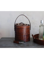 Woven Leather/Stainless Steel Ice Bucket