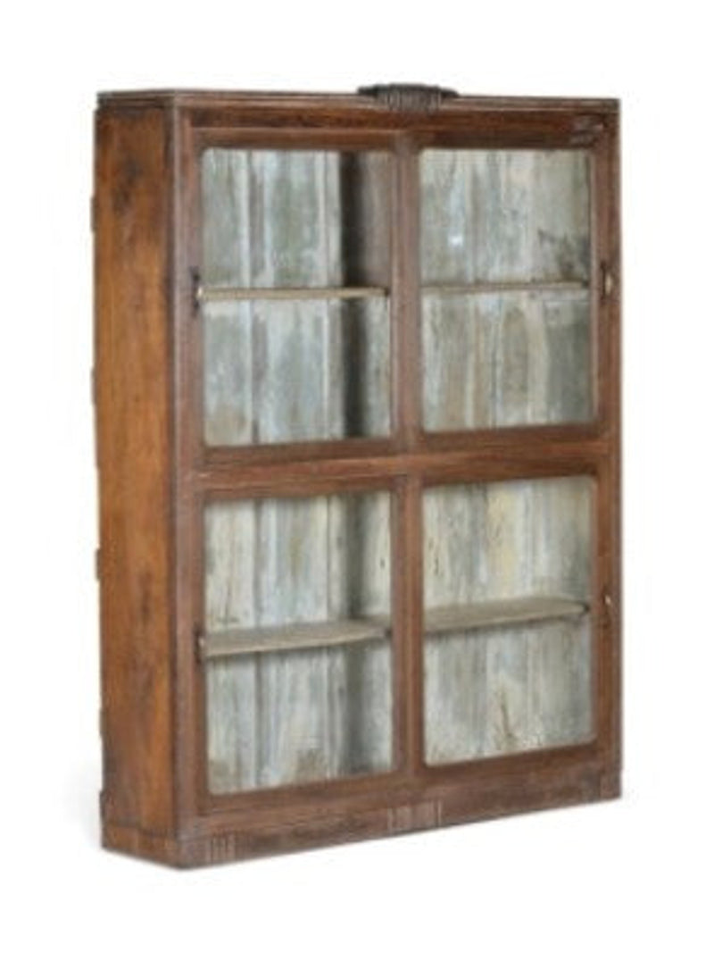 Large Wooden Glass Cabinet | 58 x 14 x 77