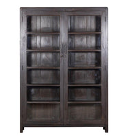 Dark Wood & Glass 2 Door Almirah