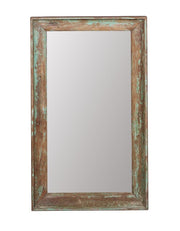 Tall Brown & Green Old Wood Mirror