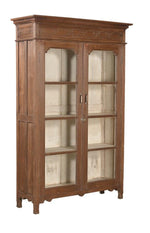 Carved Wood & Glass Cabinet w/ White