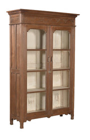 Carved Trim Wood & Glass Almirah
