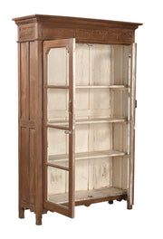 Carved Trim Wood & Glass Almirah