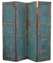 Blue Wood 4 Panel Screen