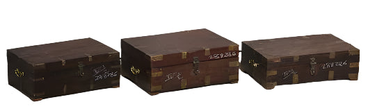 Old Wood Boxes w/Brass Accents