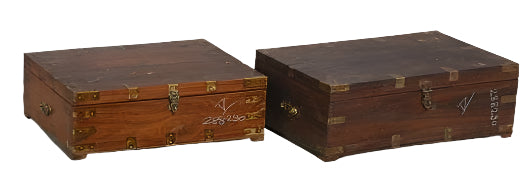 Wood Box on Stand w/Brass