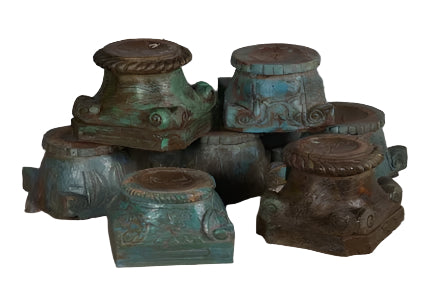 Painted & Carved Wood Candle Stands