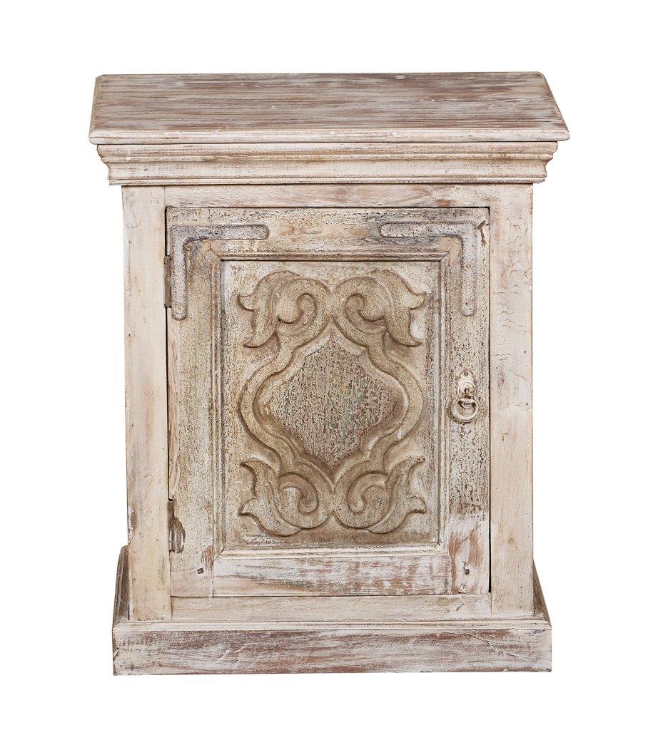 Light Wood Carved Small Cabinet