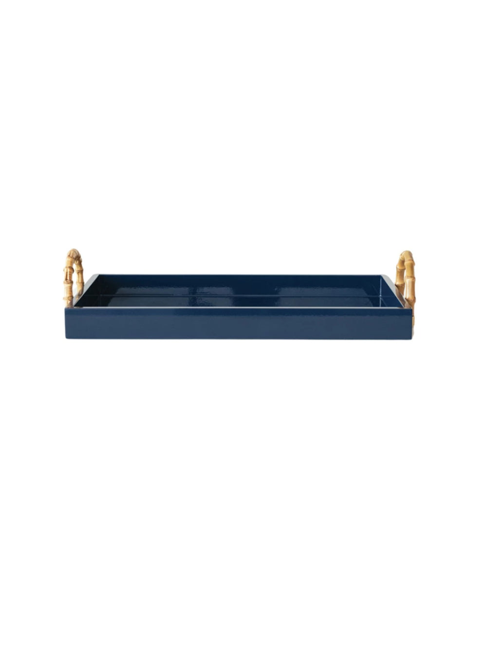 Lacquered Tray w/ Bamboo Handles & Metal Detail