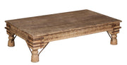 Carved Wood & Metal Coffee Table