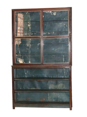 Wood & Glass Cabinet w/Dark Interior