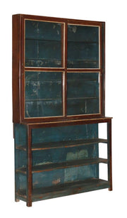 Wood & Glass Cabinet w/Dark Interior