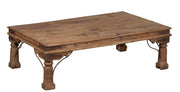 Old Wood Coffee Table with Metal Bracing
