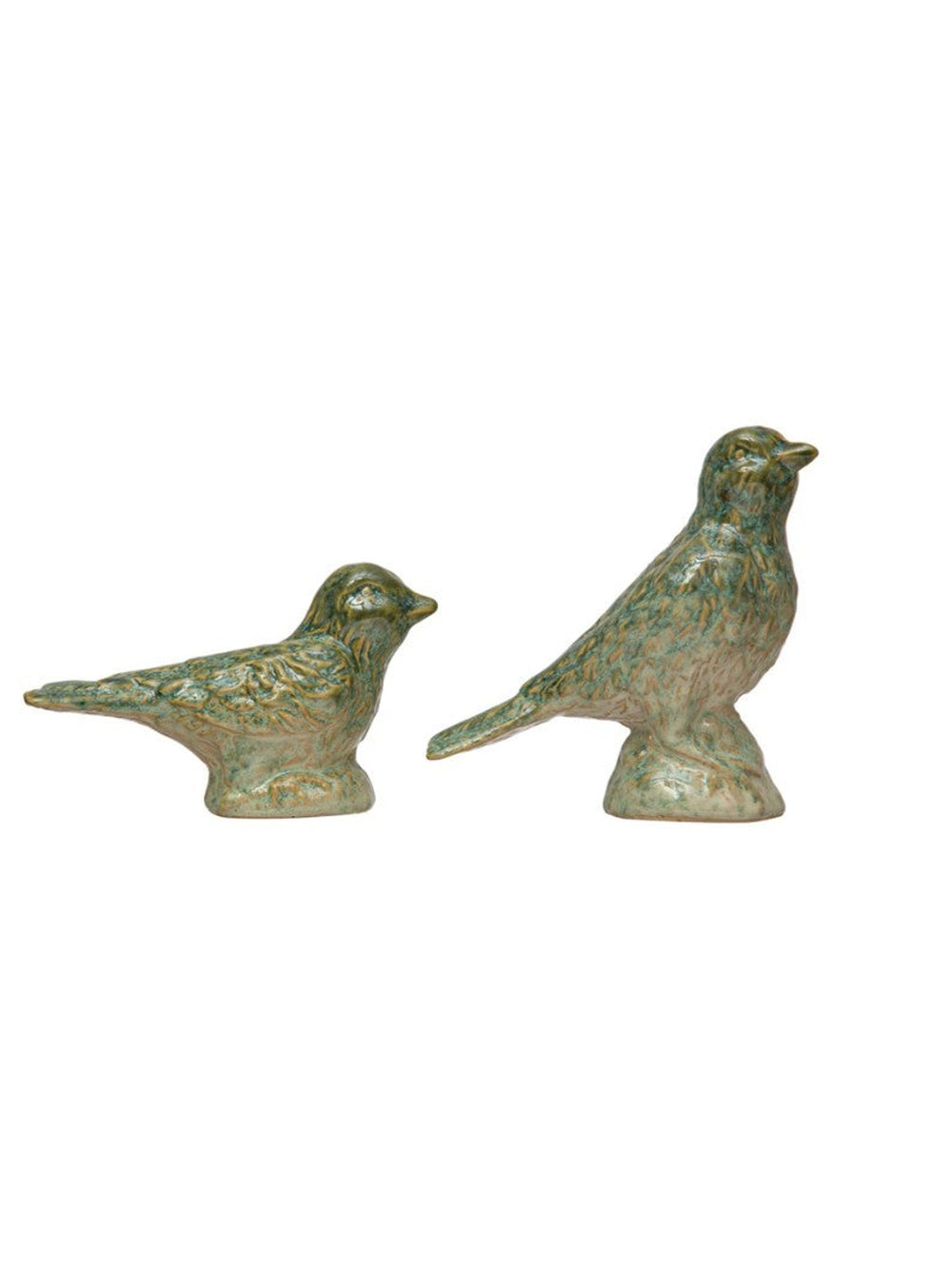 Debossed Stoneware Bird, Green