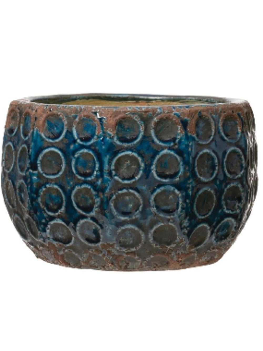 Distressed Blue Embossed Planter