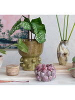 Terra-cotta Hobnail Footed Vase | Green