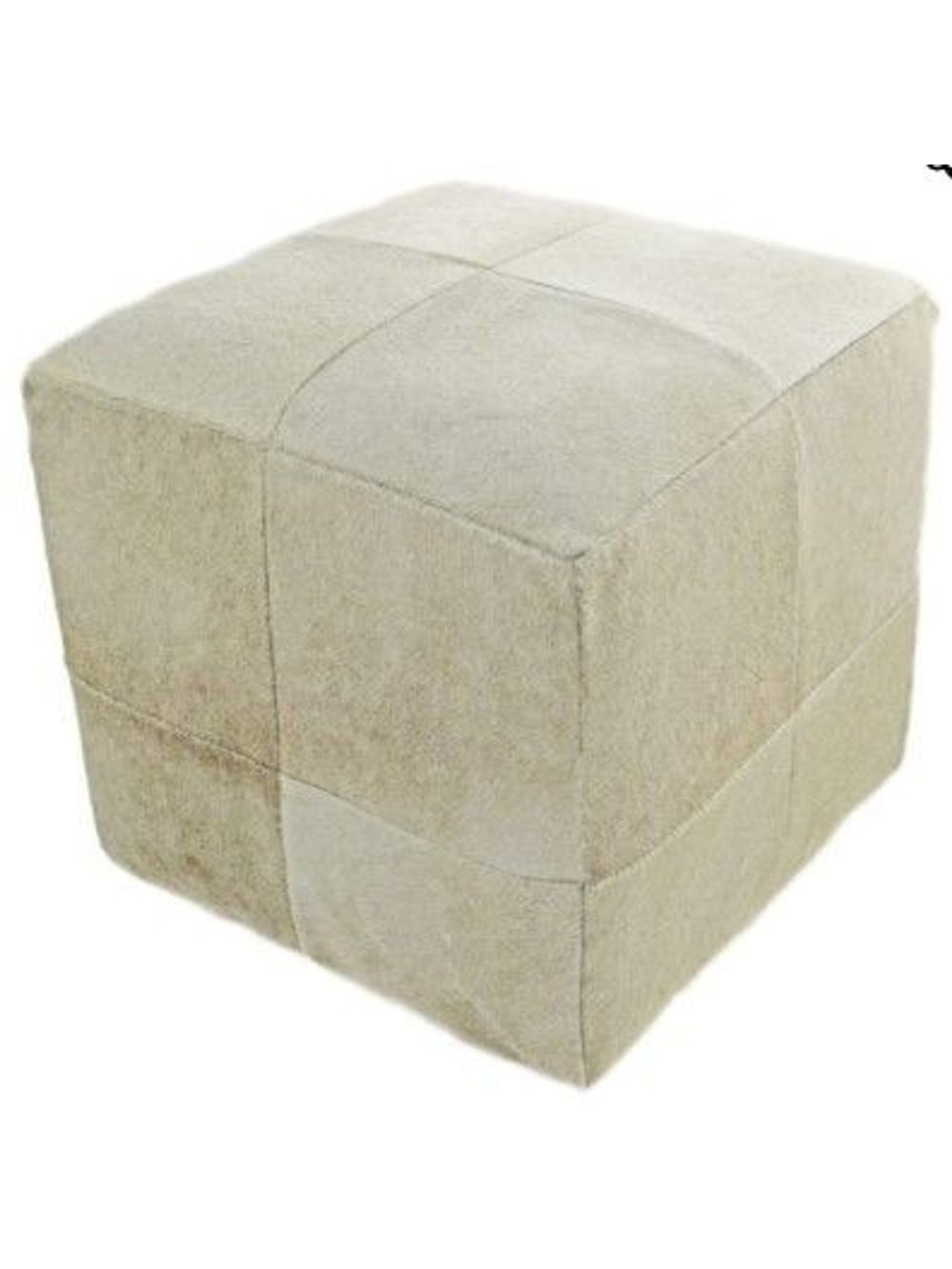 Light Champagne Cowhide Pouf