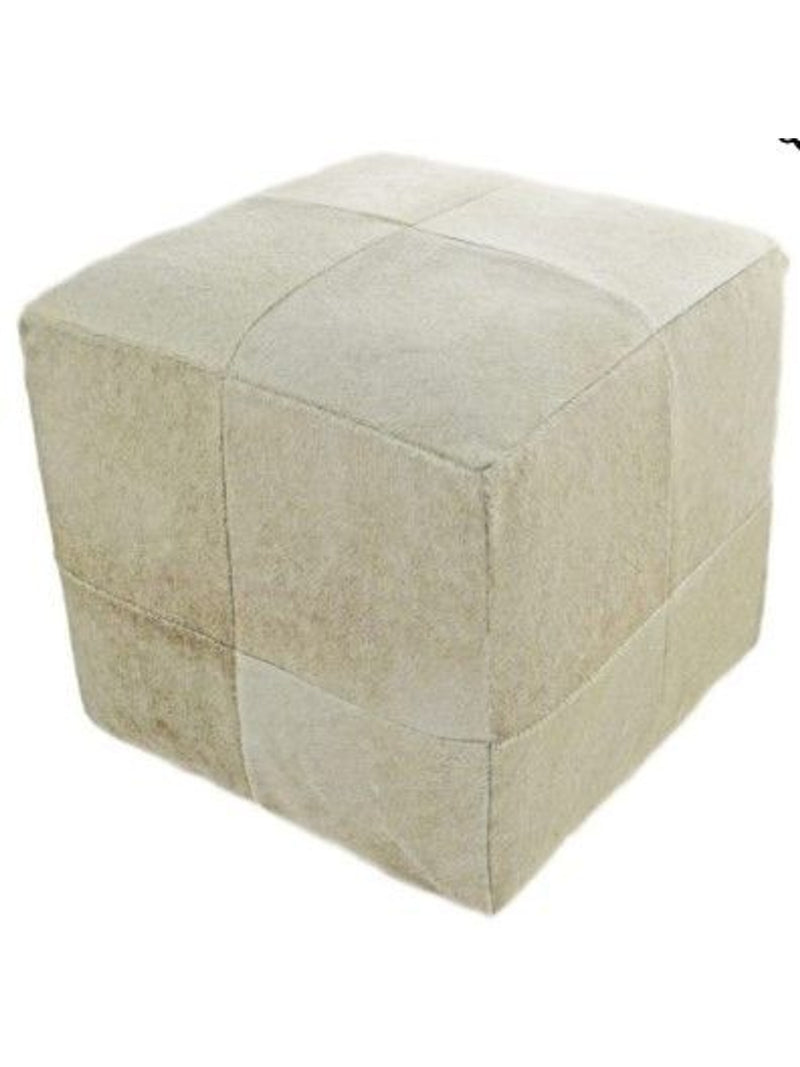 Light Champagne Cowhide Pouf