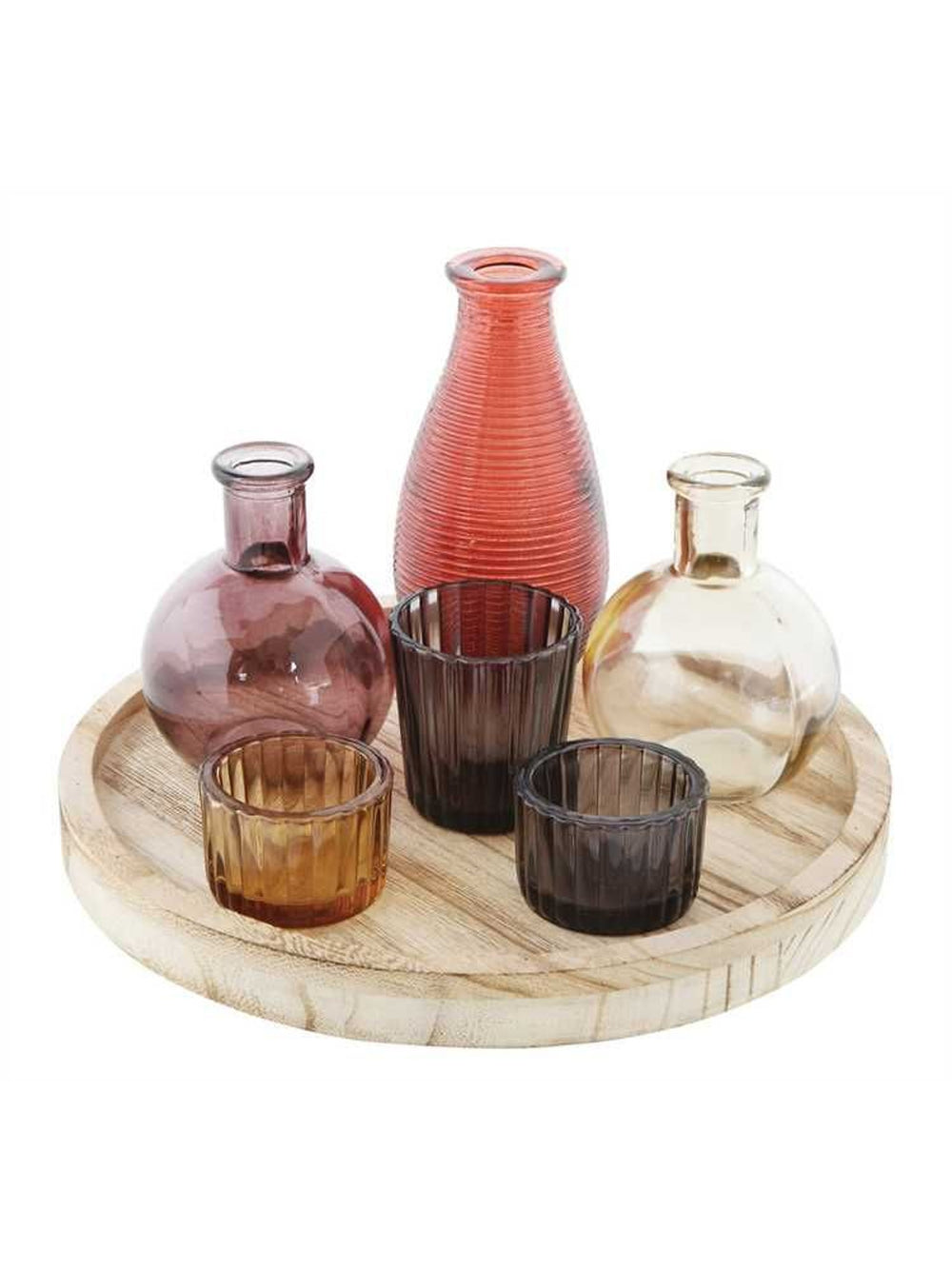 Candle Garden Tray W/Assorted Vases