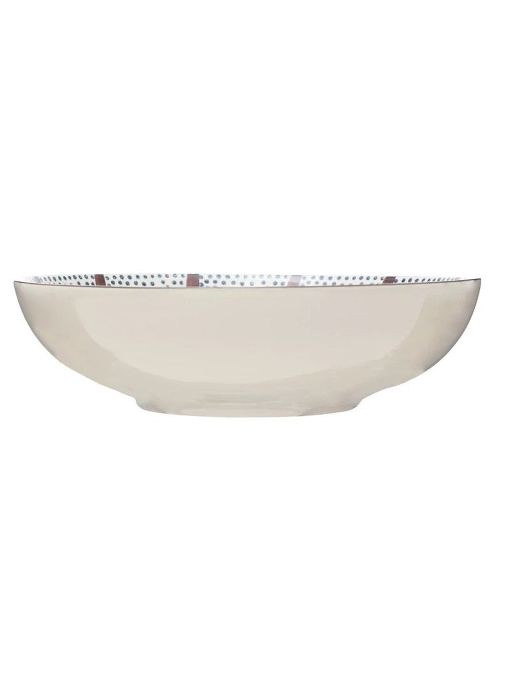 Hand-Painted Stoneware Serving Bowl w/Pattern