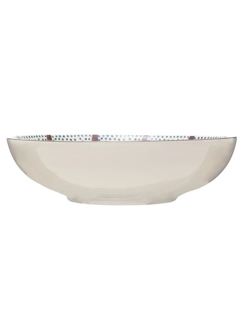 Hand-Painted Stoneware Serving Bowl w/Pattern
