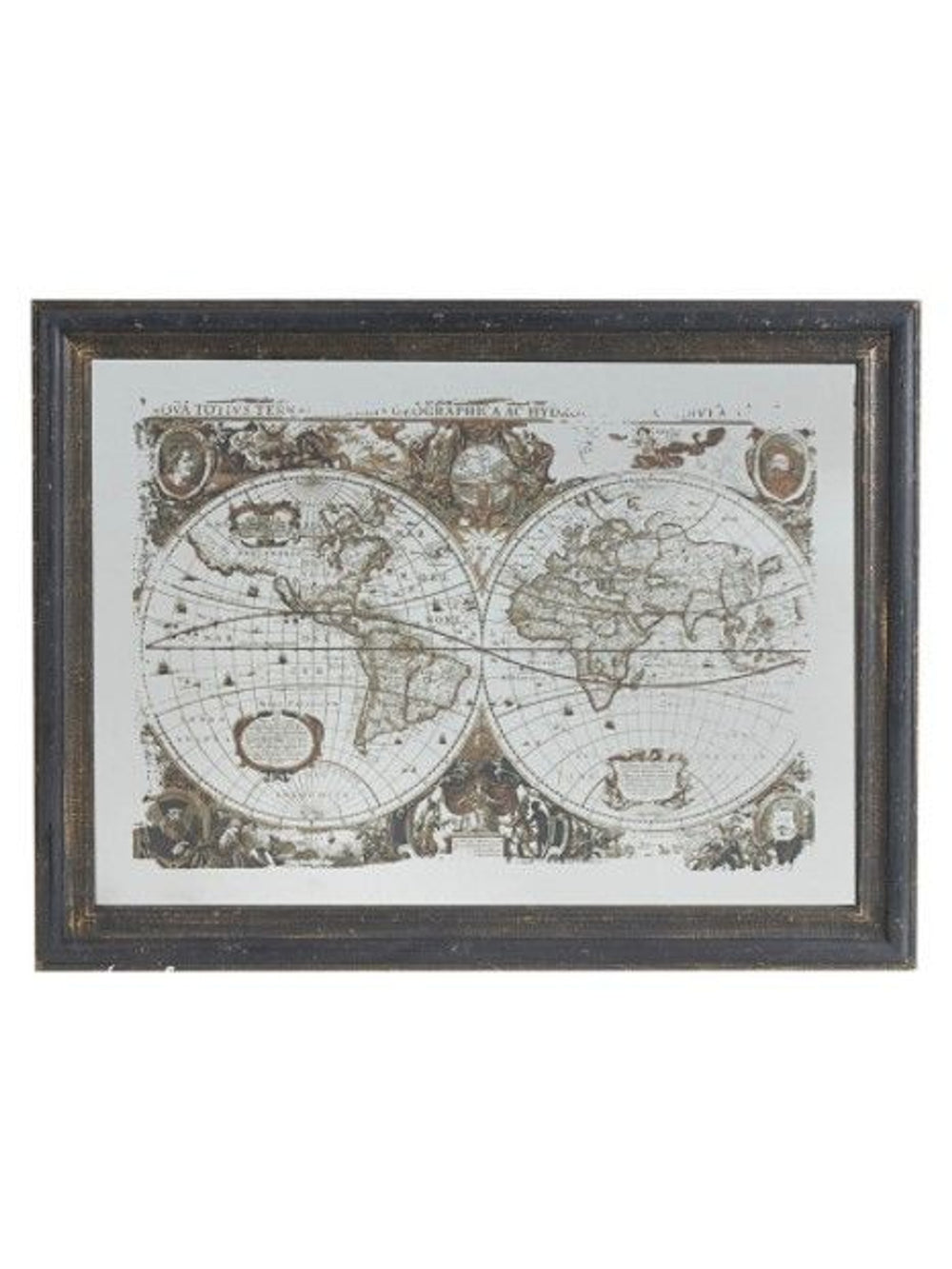Nieve Vintage Style Mirrored World Map