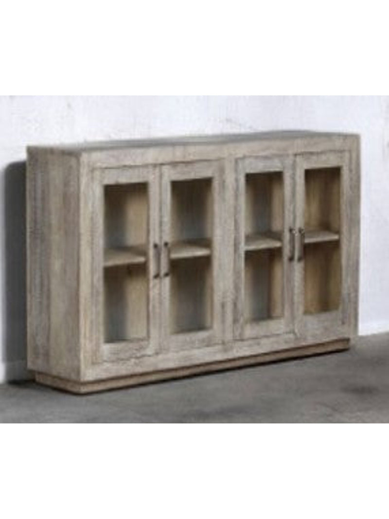 Light Wooden Glass Sideboard