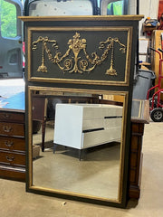 John Richard Louis XVI Style Ebonized & Parcel-Gilt Trumeau Mirror