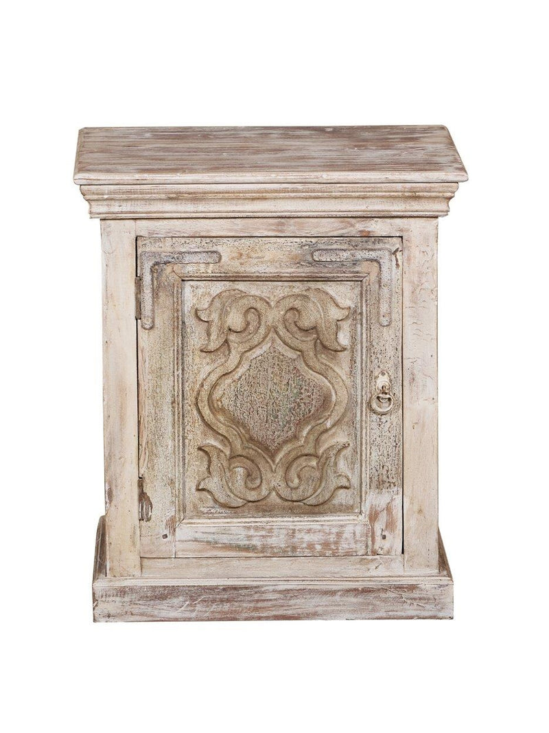 Light Wood Carved Small Cabinet