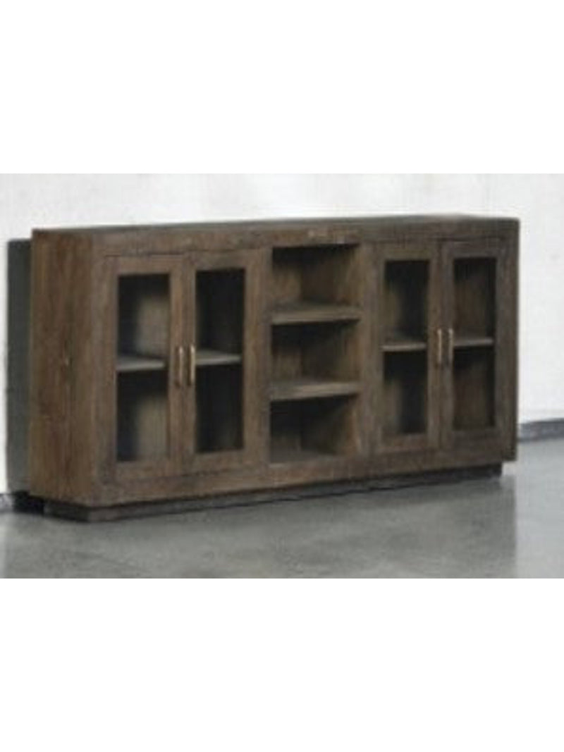 Dark Wooden Glass Sideboard