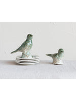 Debossed Stoneware Bird, Green