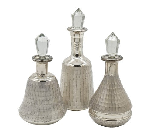 Textured Silver Glass Bottle SM