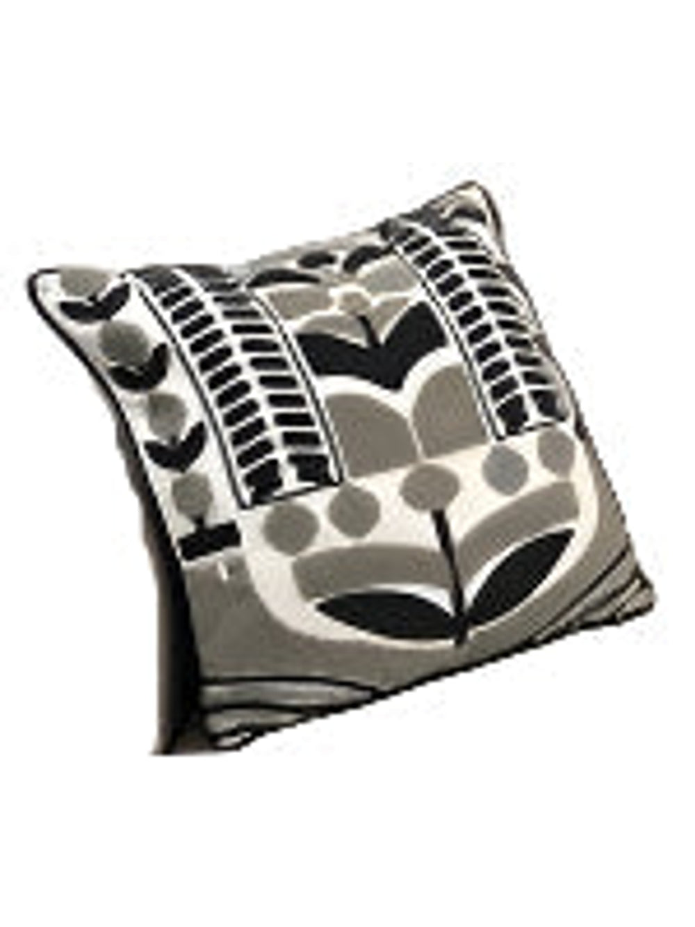 Black Gray 20" Embroidered Pillow