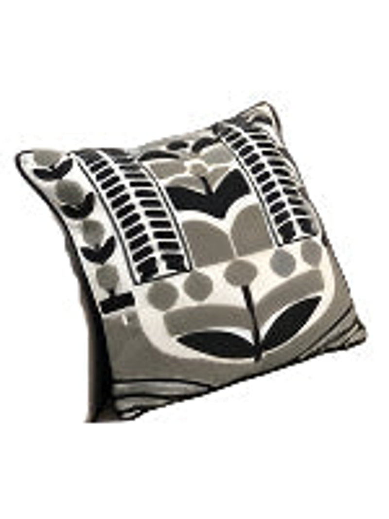 Black Gray 20" Embroidered Pillow