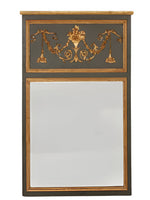 Louis XVI Style Ebonized & Parcel-Gilt Trumeau Mirror