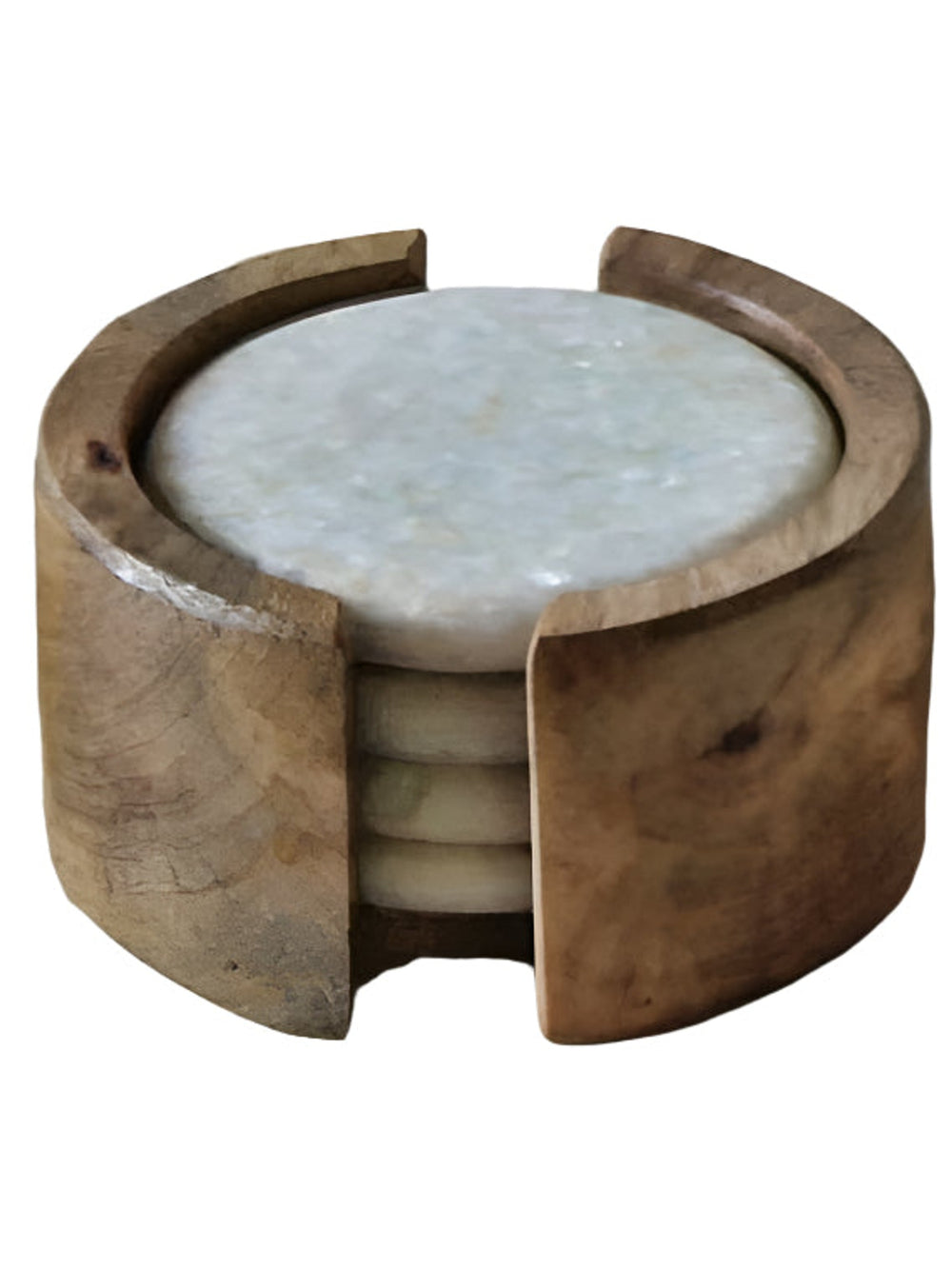 Cassie Wooden Marble Plate Coaster Set