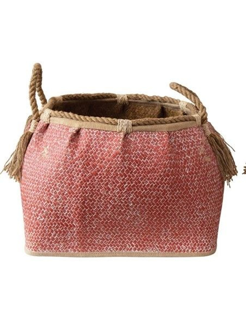 LG Hand-Woven Seagrass Basket | Coral
