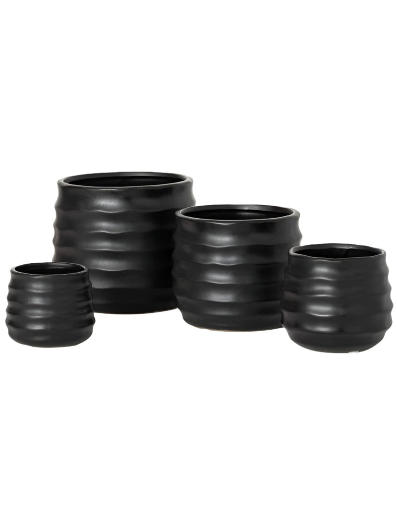 SM Ebony Ribbed Round Pot