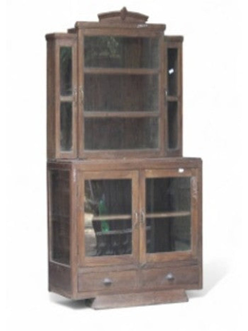 Antique Wood & Glass Armoire | 43 x 20.5 x 79